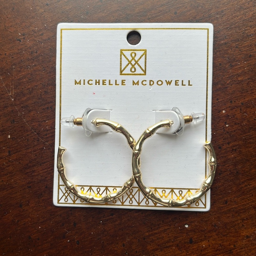 Michelle McDowell Gold tone bamboo hoop earrings